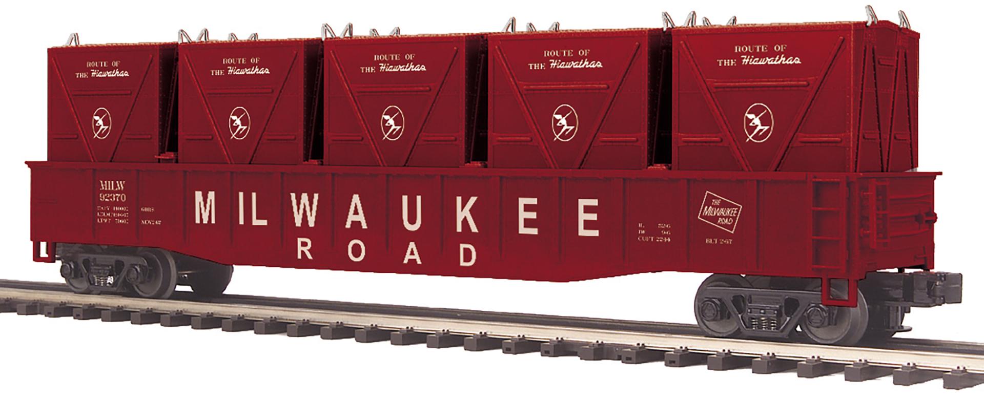 MTH 20-95687 - Gondola "Milwaukee Road" #92370 w/ LCL Containers - Custom Run for MrMuffin'sTrains