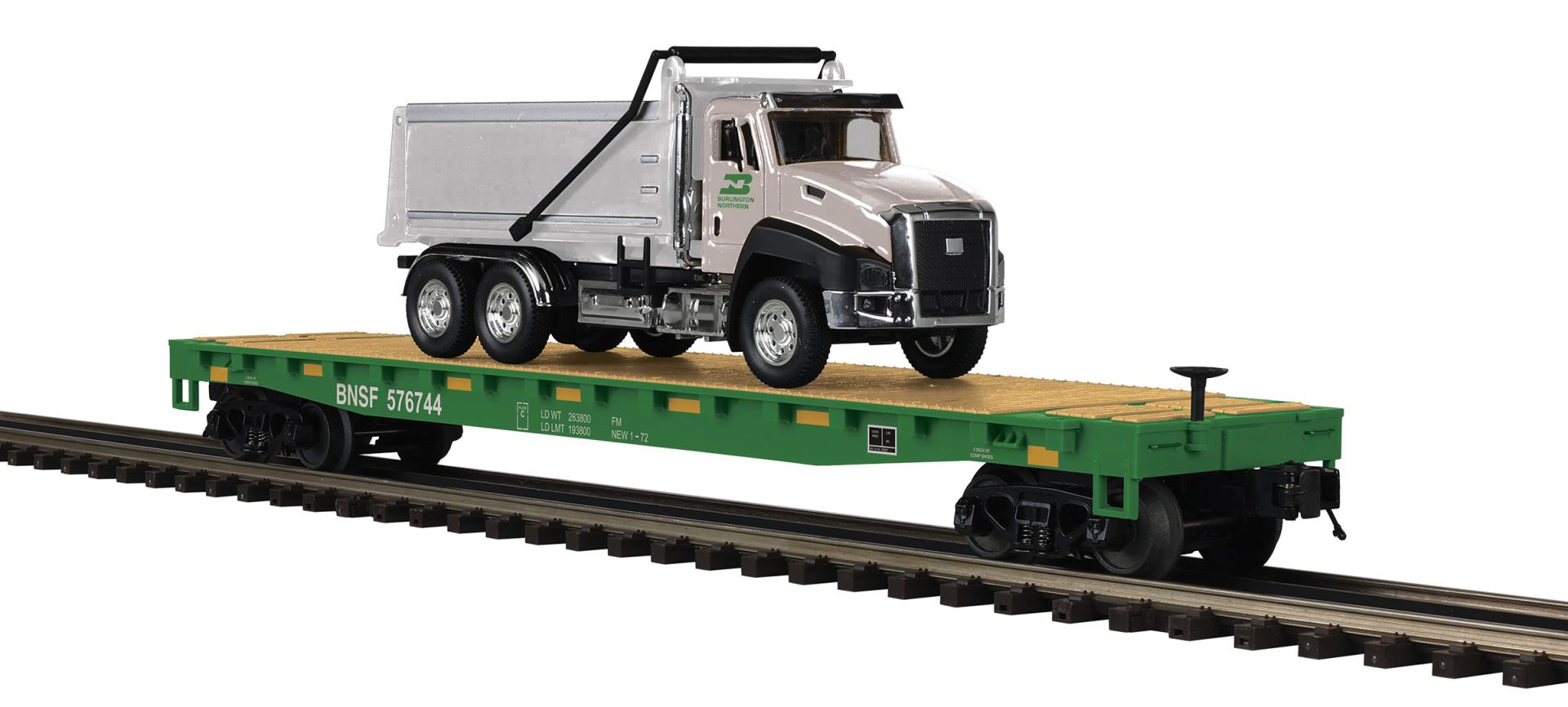 MTH 20-95846 - Flat Car "BNSF" #576744 w/ Dump Truck
