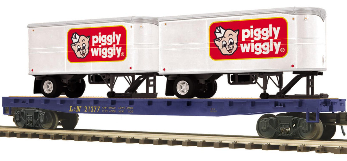 MTH 20-95907 - Premier - Flat Car "Louisville & Nashville" w/ (2) PUP Trailers