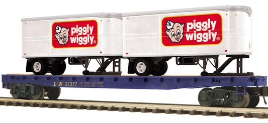 MTH 20-95907 - Premier - Flat Car "Louisville & Nashville" w/ (2) PUP Trailers