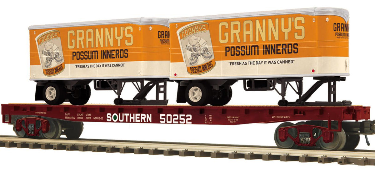 MTH 20-95909 - Premier - Flat Car "Southern" w/ (2) PUP Trailers