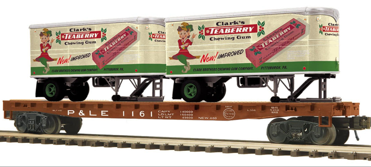 MTH 20-95910 - Premier - Flat Car "Pittsburgh & Lake Erie" w/ (2) PUP Trailers