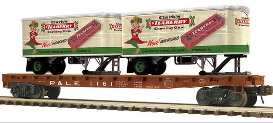 MTH 20-95910 - Premier - Flat Car "Pittsburgh & Lake Erie" w/ (2) PUP Trailers