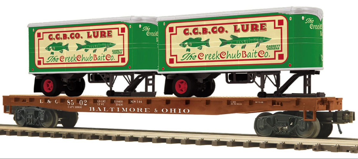 MTH 20-95911 - Premier - Flat Car "Baltimore & Ohio" w/ (2) PUP Trailers