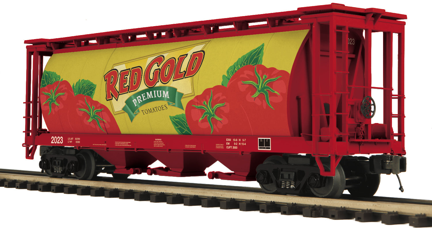 MTH 20-96882 - 3-Bay Cylindrical Hopper Car "Red Gold” #1952 - Custom Run for MrMuffin'sTrains