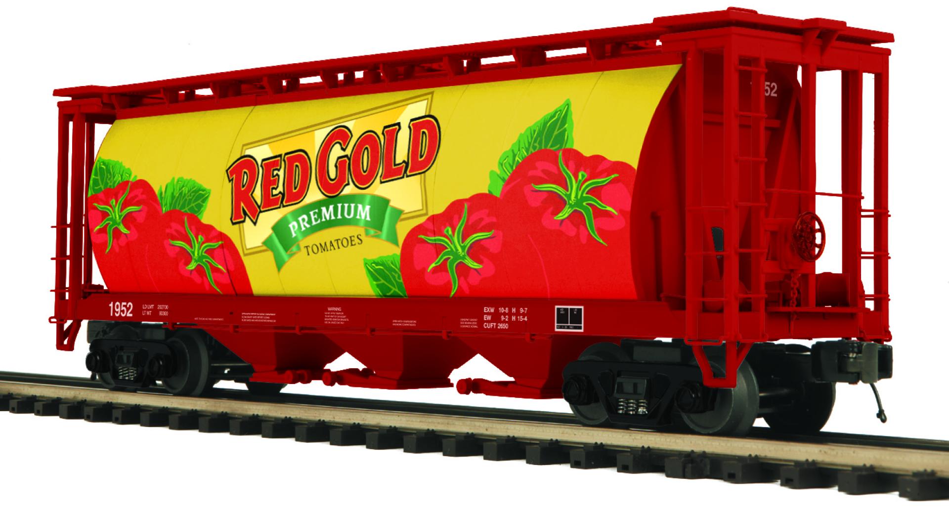 MTH 20-96882 - 3-Bay Cylindrical Hopper Car "Red Gold” #1952 - Custom Run for MrMuffin'sTrains