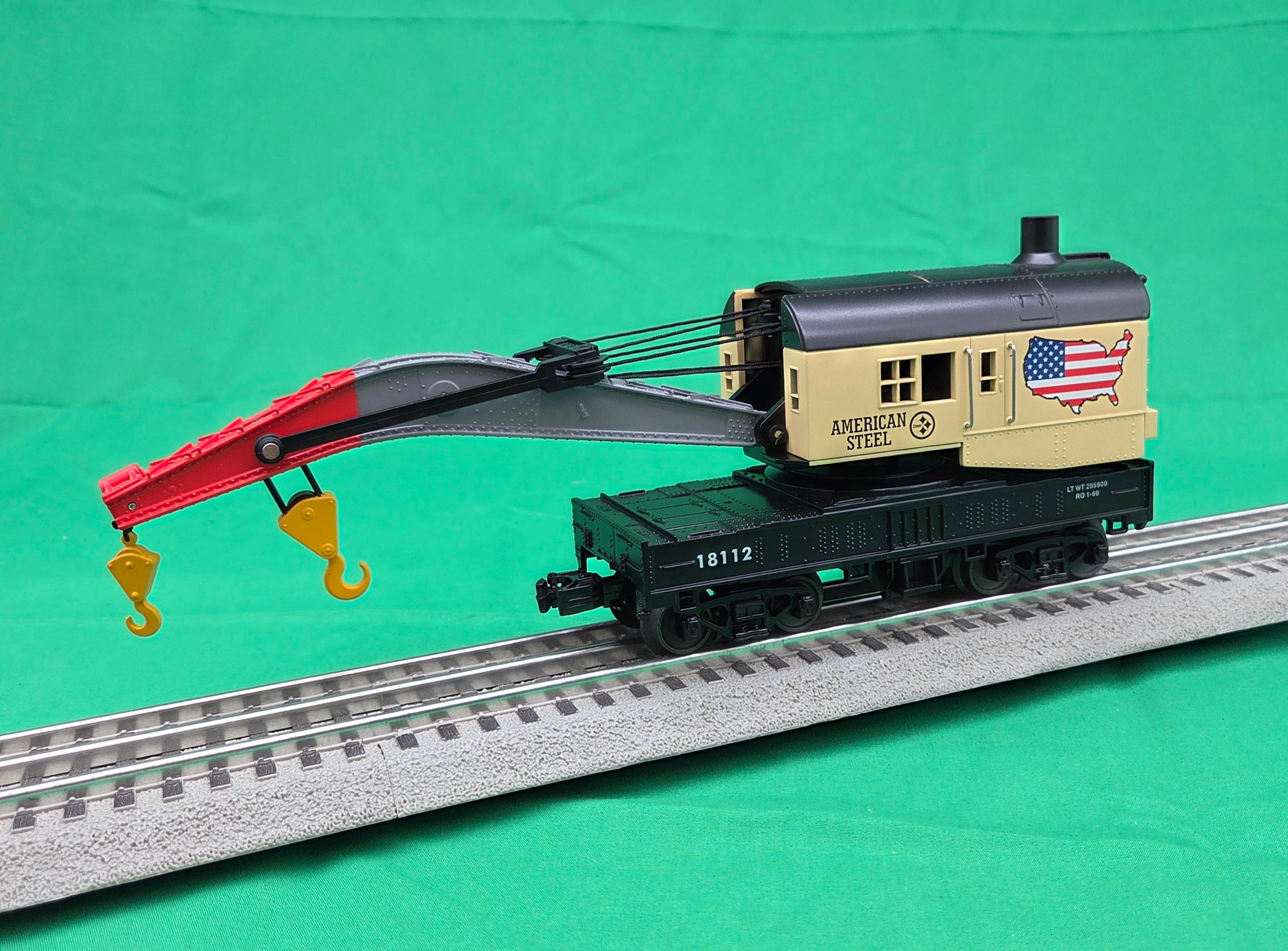 MTH 30-79705 - Crane Car "American Steel" #18112 - MrMuffin'sTrains