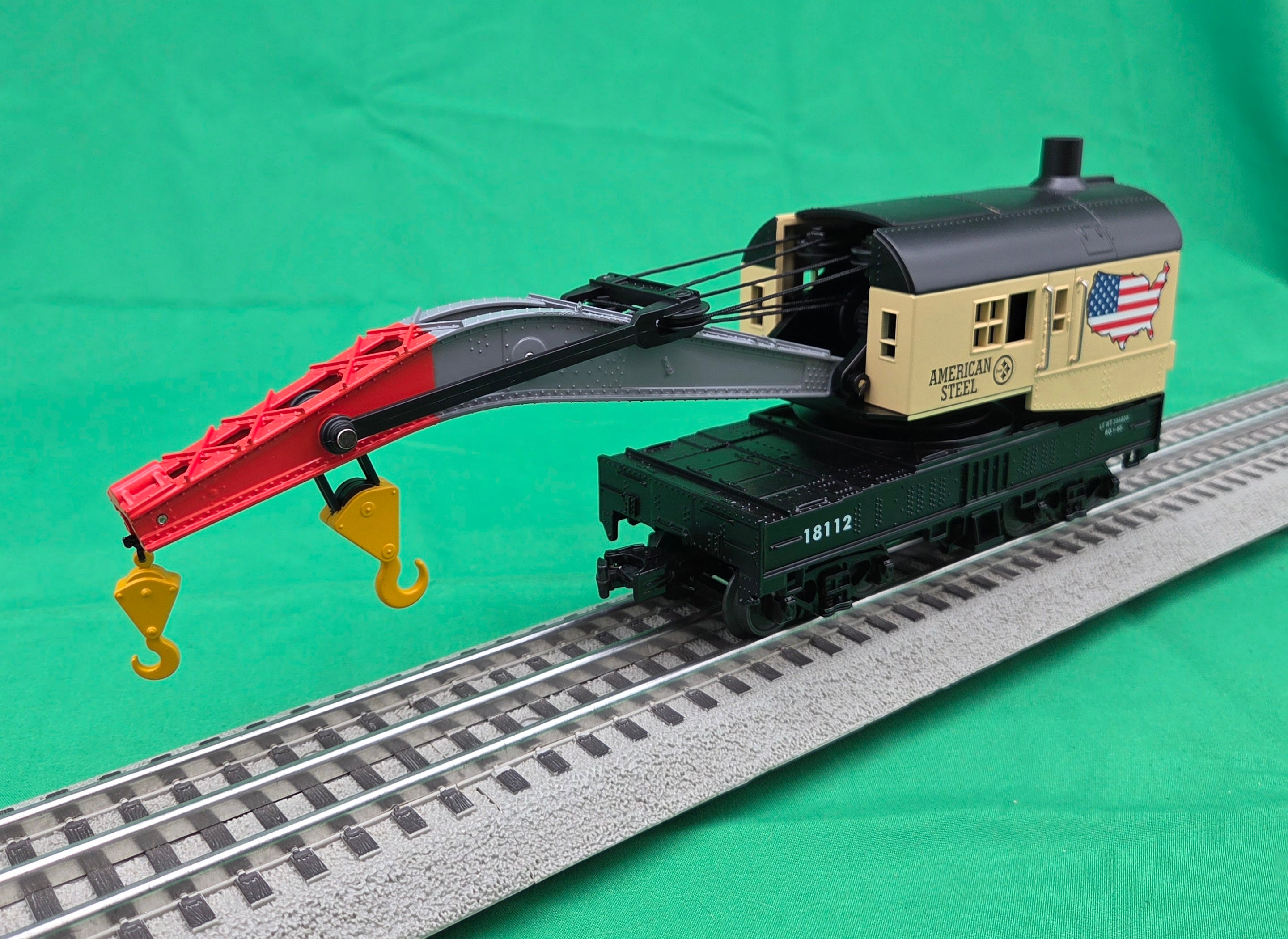 MTH 30-79705 - Crane Car "American Steel" #18112 - MrMuffin'sTrains