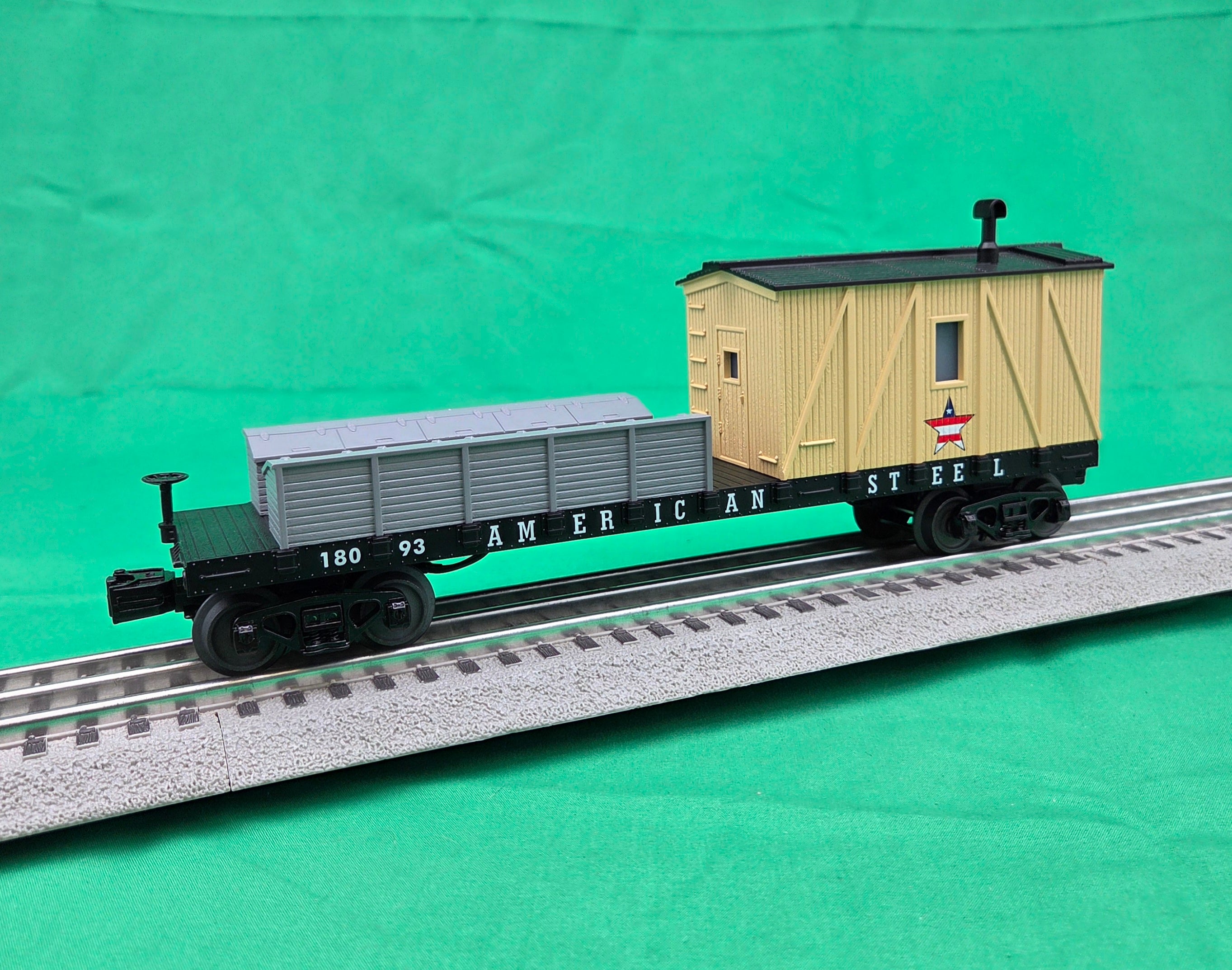 MTH 30-79706 - Crane Tender Car "American Steel" #18093 - MrMuffin'sTrains