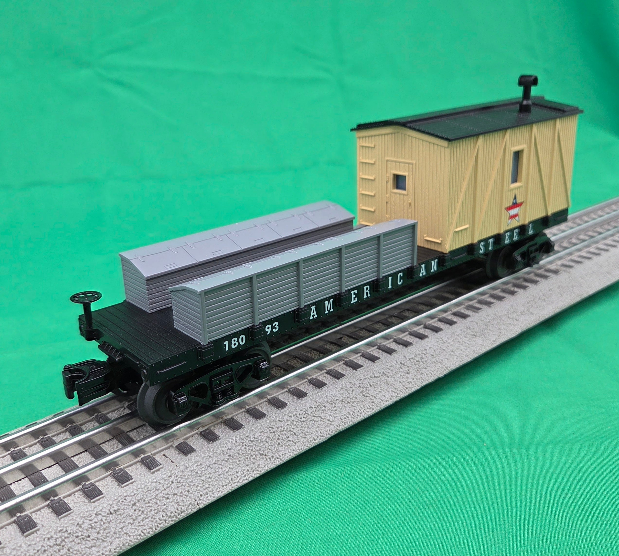 MTH 30-79706 - Crane Tender Car "American Steel" #18093 - MrMuffin'sTrains