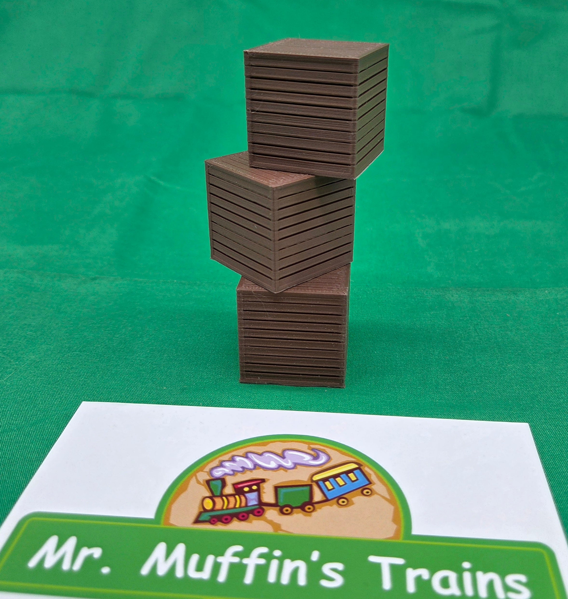 Trackside 3D #L3 - 3D Printed Flat Load - Wood Box (3-Pack)