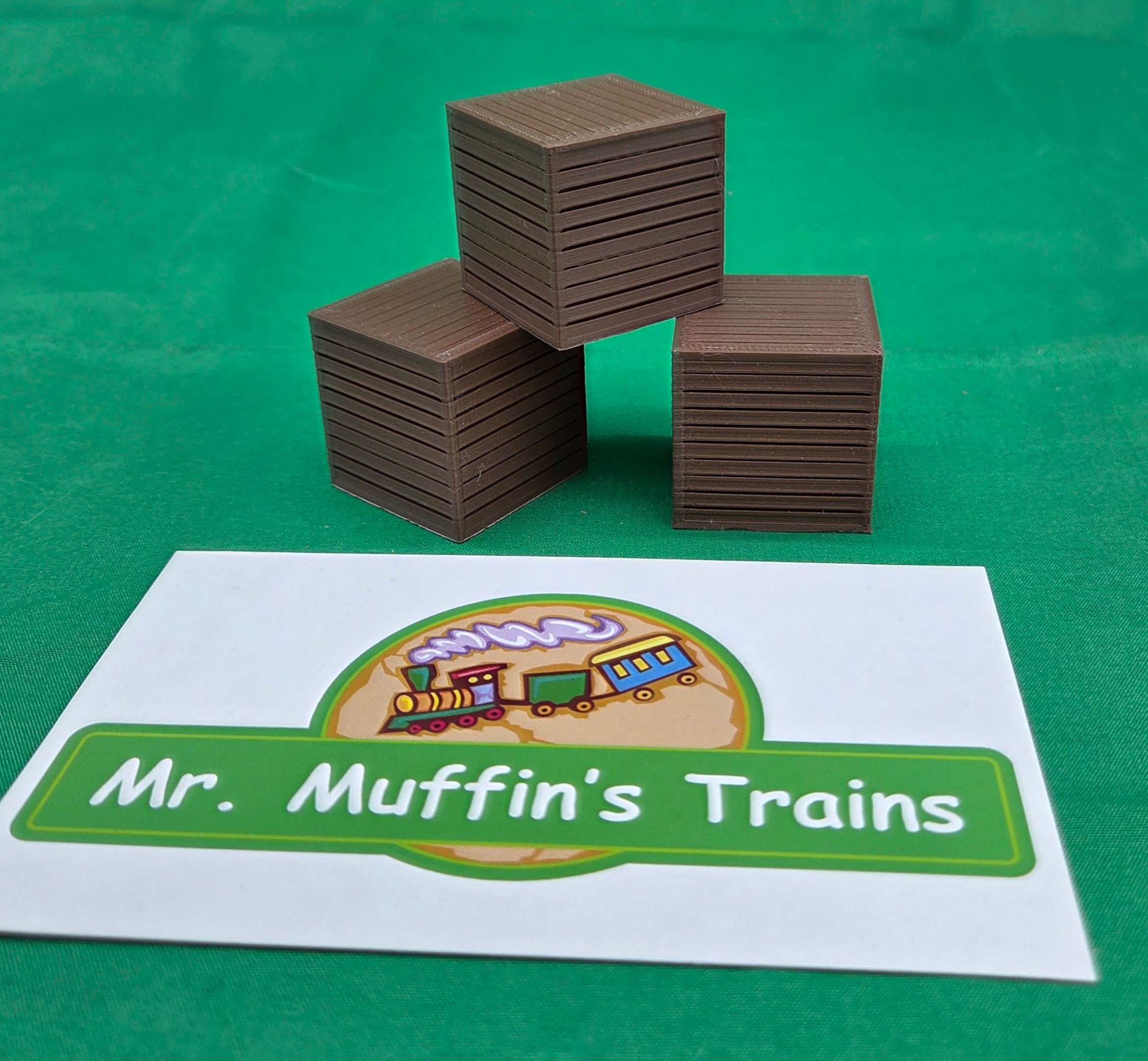 Trackside 3D #L3 - 3D Printed Flat Load - Wood Box (3-Pack)