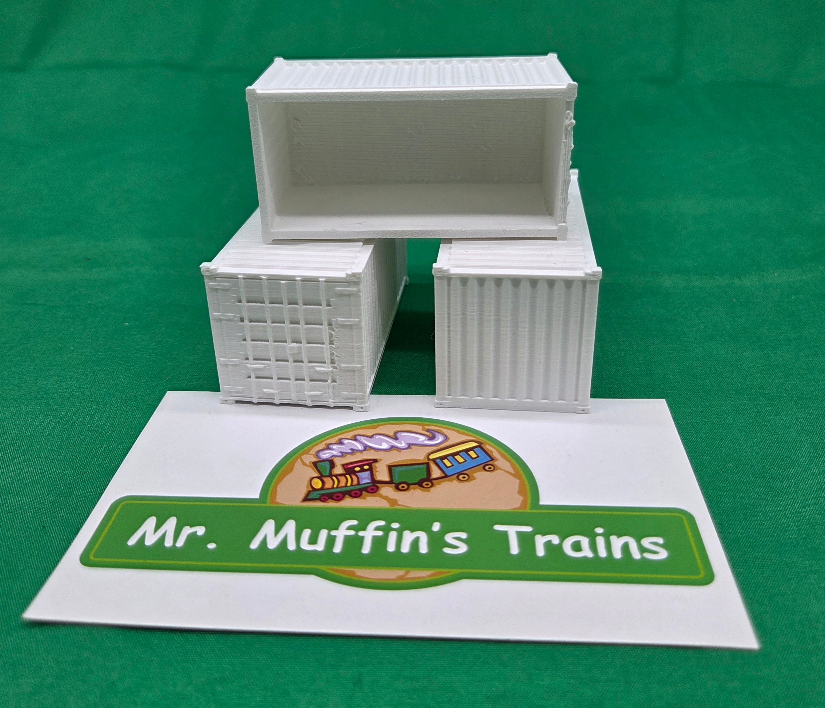 Trackside 3D #L5W - 3D Printed Flat Load - 20' Intermodal Container - White (3-Pack)