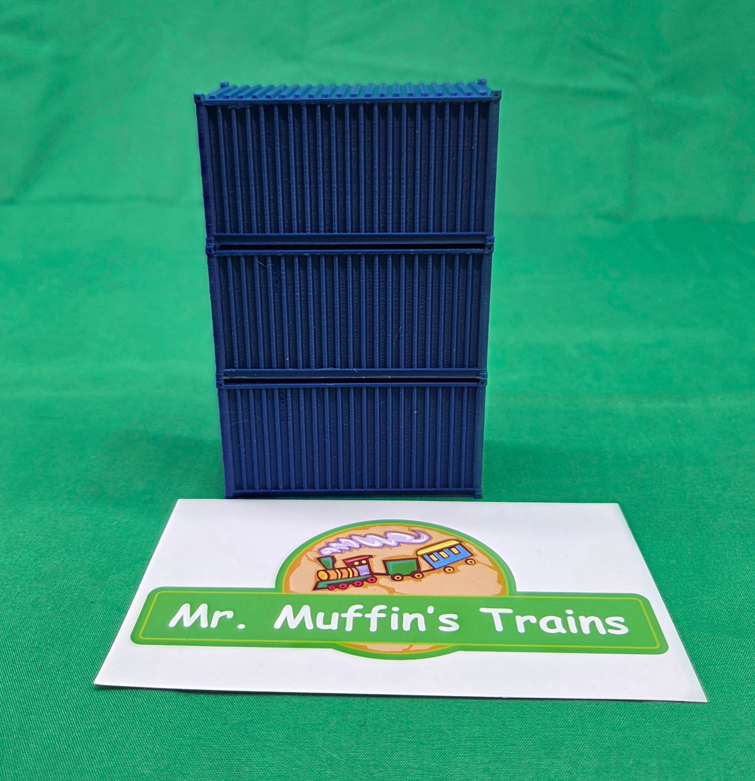 Trackside 3D #L5B - 3D Printed Flat Load - 20' Intermodal Container - Blue (3-Pack)