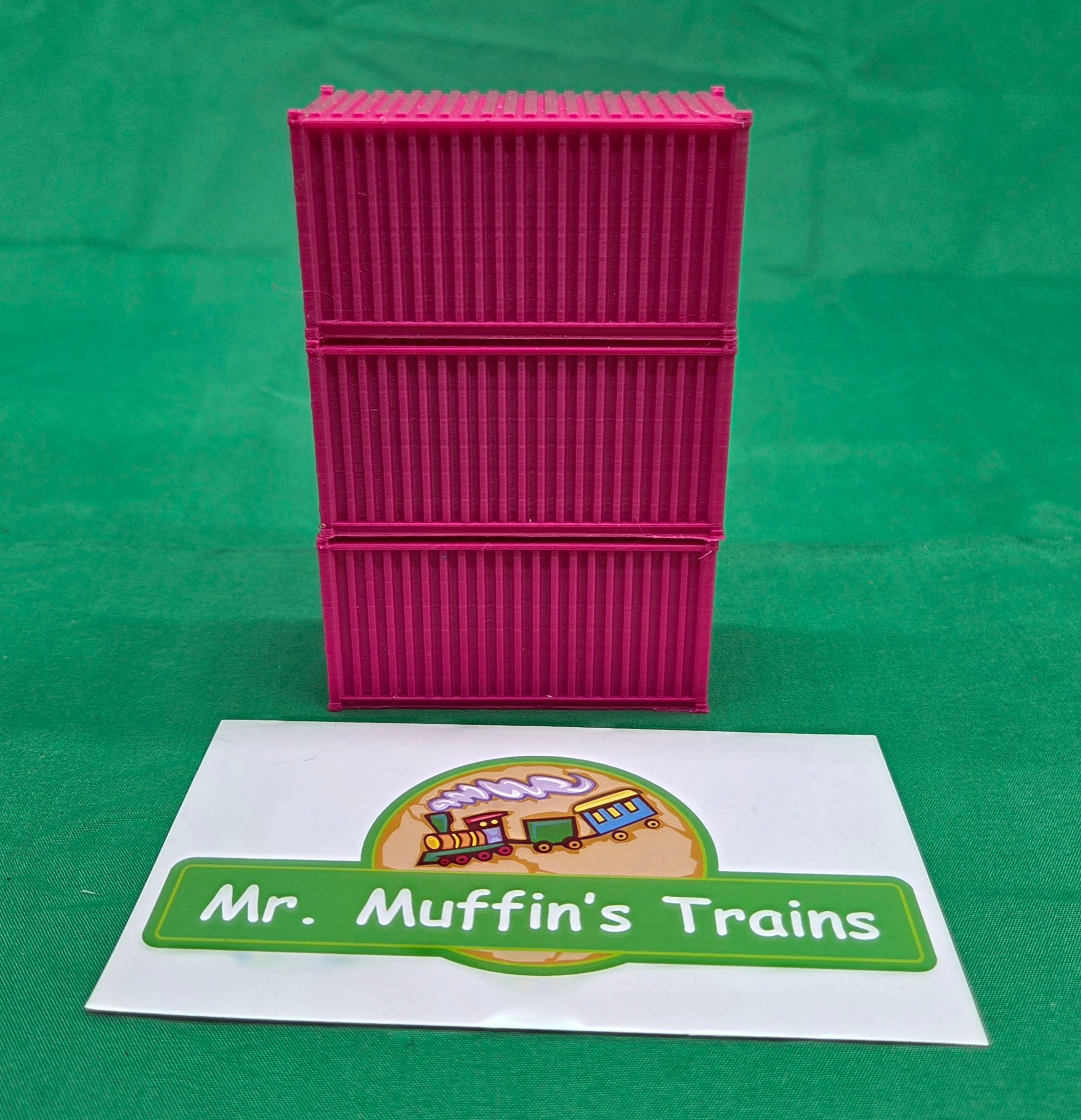 Trackside 3D #L5P - 3D Printed Flat Load - 20' Intermodal Container - Pink (3-Pack)