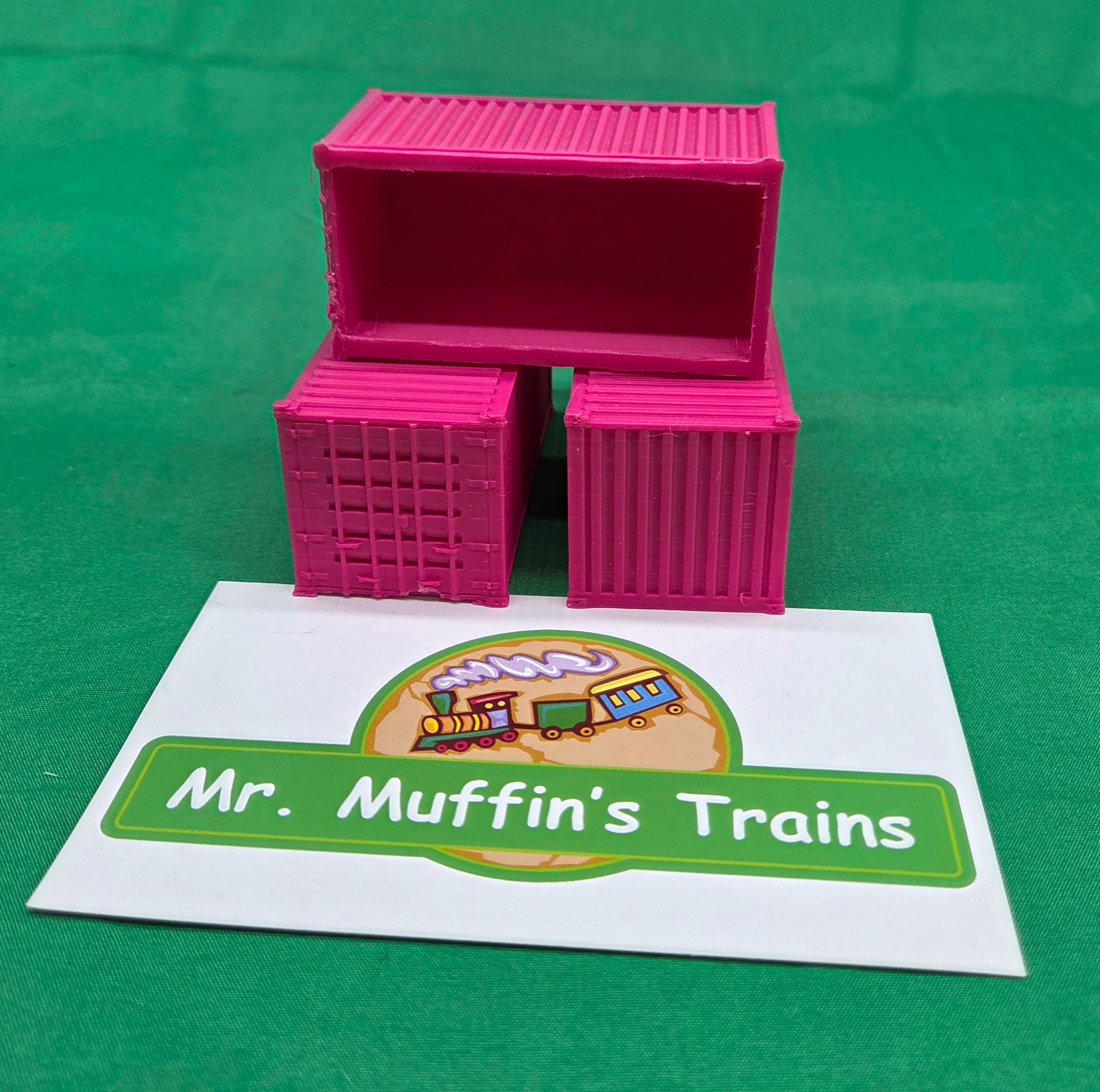 Trackside 3D #L5P - 3D Printed Flat Load - 20' Intermodal Container - Pink (3-Pack)