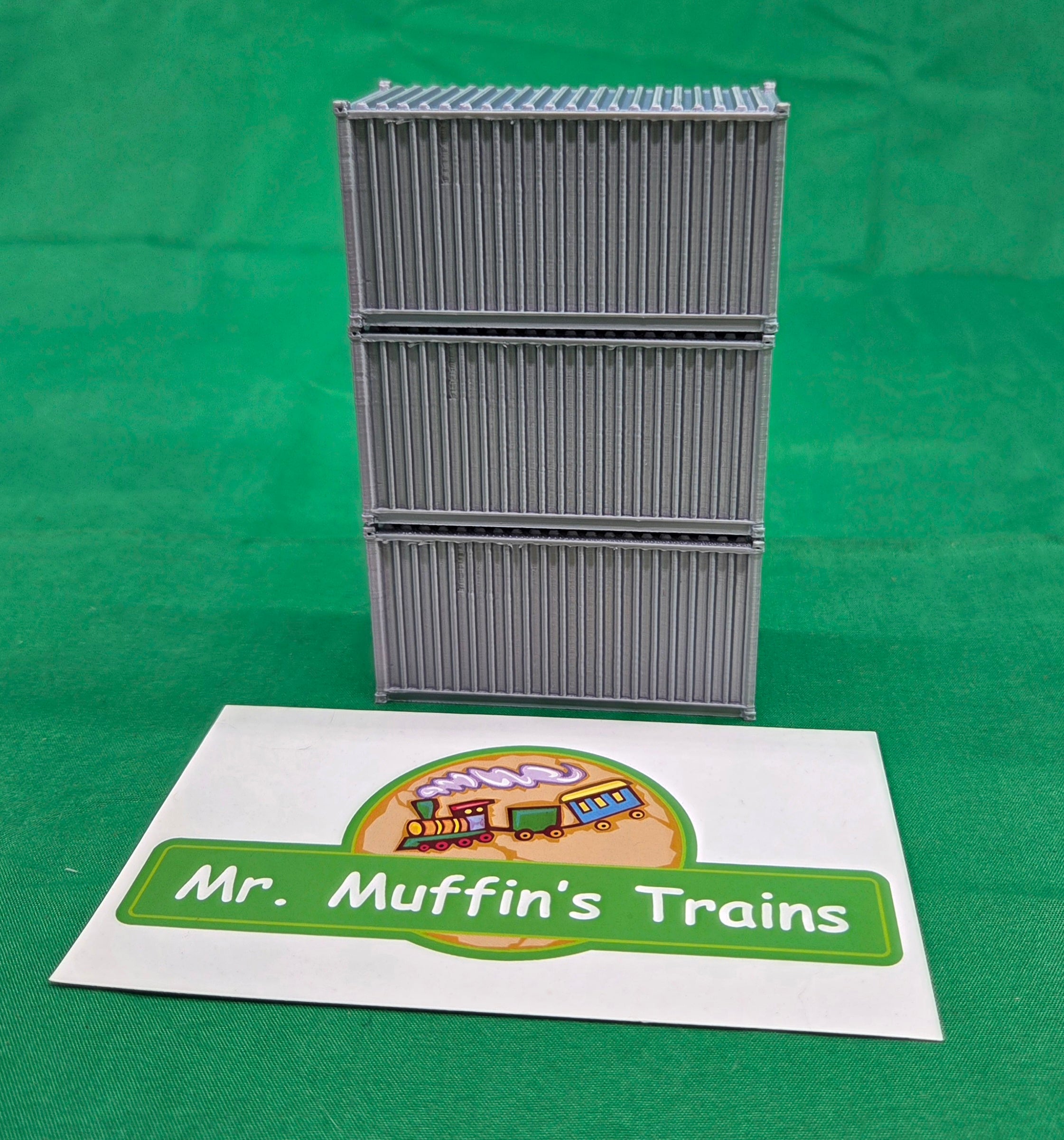 Trackside 3D #L5S - 3D Printed Flat Load - 20' Intermodal Container - Silver (3-Pack)