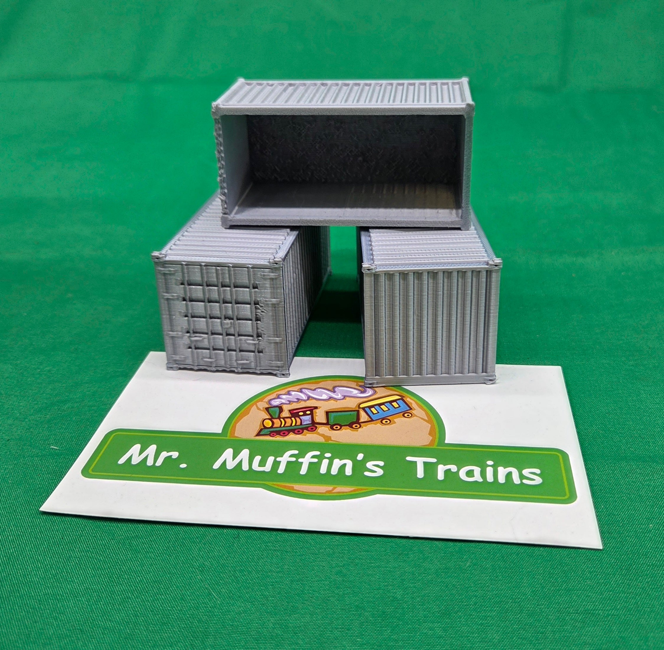 Trackside 3D #L5S - 3D Printed Flat Load - 20' Intermodal Container - Silver (3-Pack)