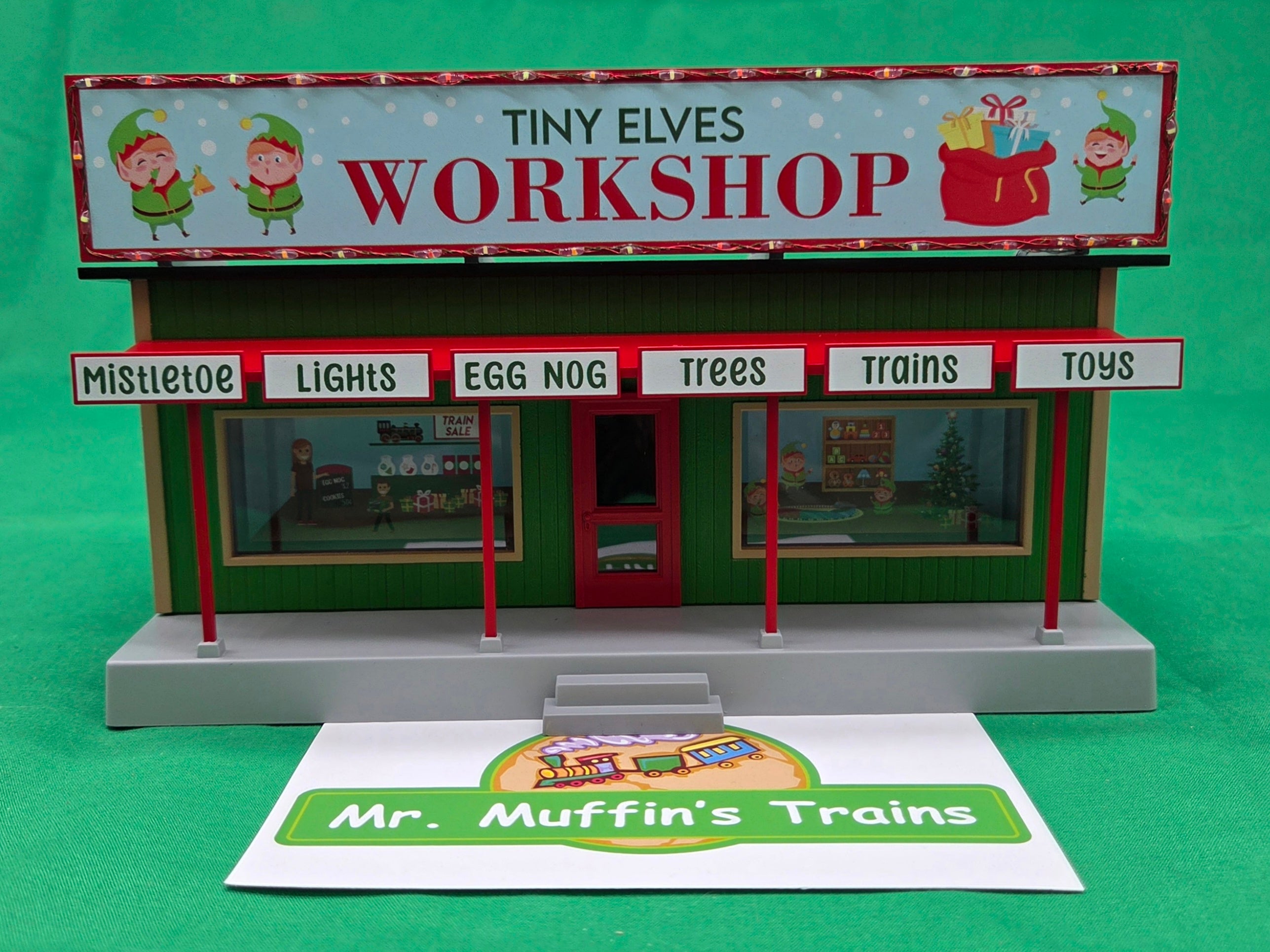 MTH 30-90759 - RailKing - Road Side Stand "Tiny Elves Workshop" w/ Operating Christmas Lights