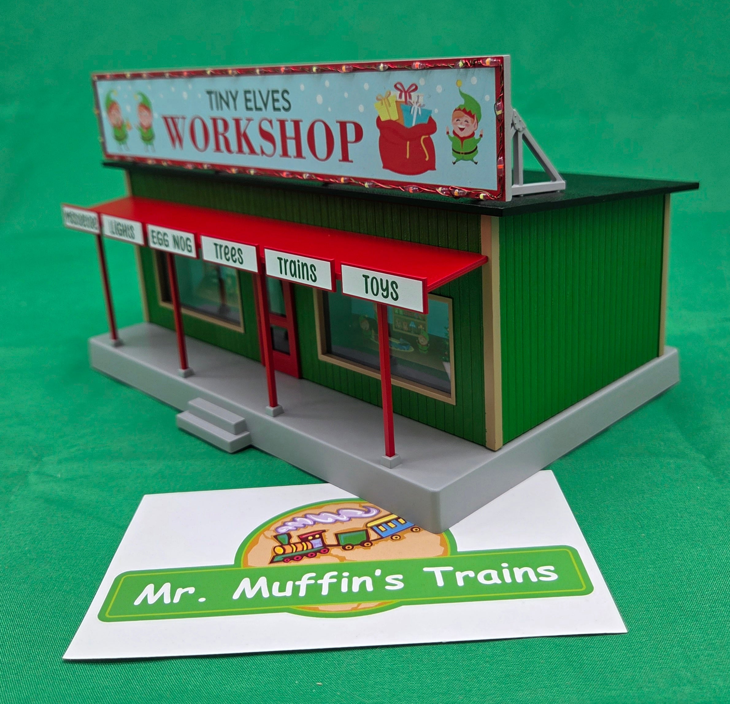 MTH 30-90759 - RailKing - Road Side Stand "Tiny Elves Workshop" w/ Operating Christmas Lights