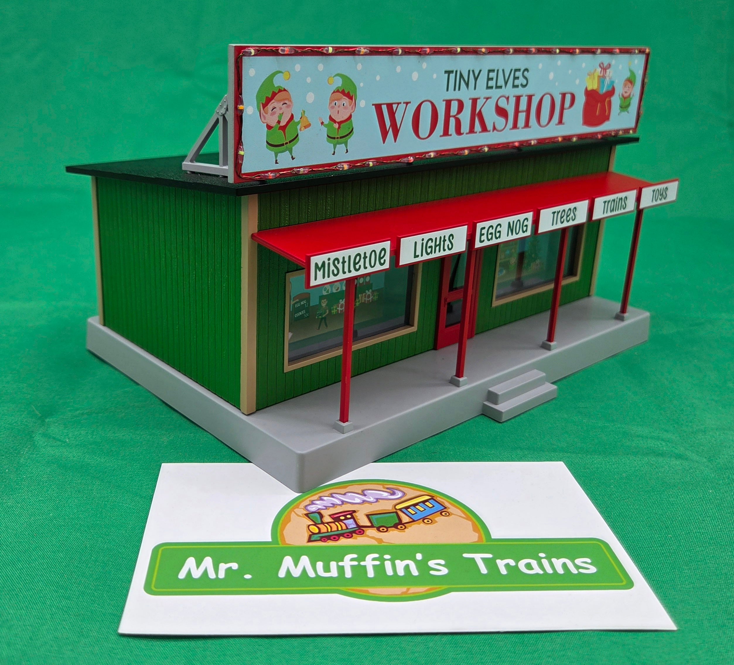 MTH 30-90759 - RailKing - Road Side Stand "Tiny Elves Workshop" w/ Operating Christmas Lights