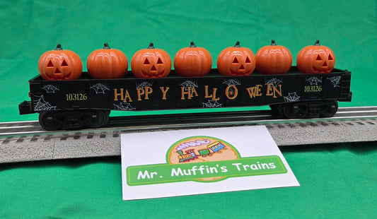 MTH 30-72270 - RailKing - Gondola Car "Halloween" #103126 w/ Flickering Lighted Jack-O-Lanterns