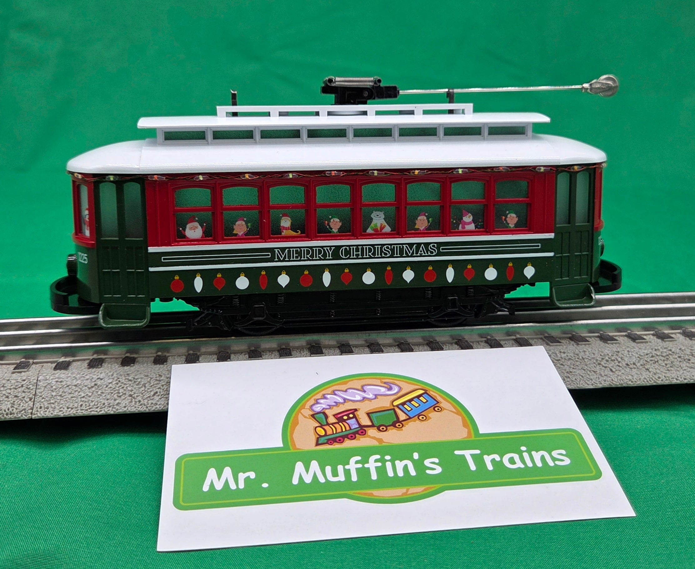 MTH 30-5266 - RailKing - Bump-n-Go Trolley "Christmas" #1225 w/ LED Lights