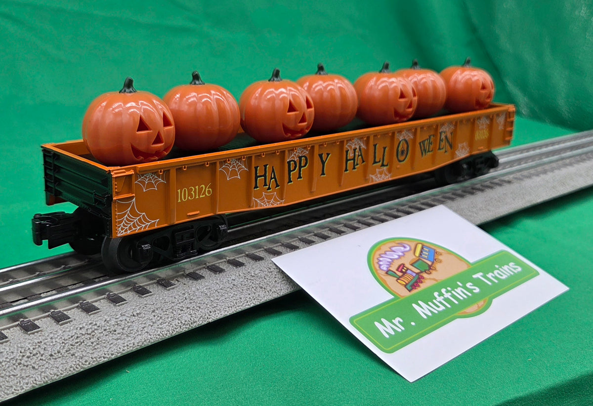 MTH 30-72269 - RailKing - Gondola Car "Halloween" #13126 w/ Flickering Lighted Jack-O-Lanterns