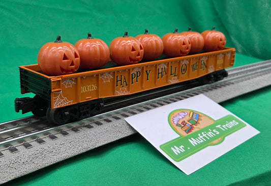 MTH 30-72269 - RailKing - Gondola Car "Halloween" #13126 w/ Flickering Lighted Jack-O-Lanterns
