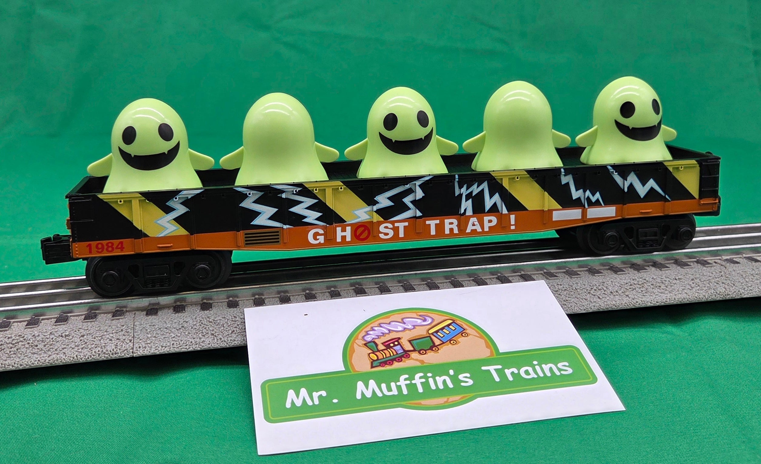 MTH 30-72273 - RailKing - Gondola Car "Ghost Trap" #1984 w/ Flickering Lighted Ghosts