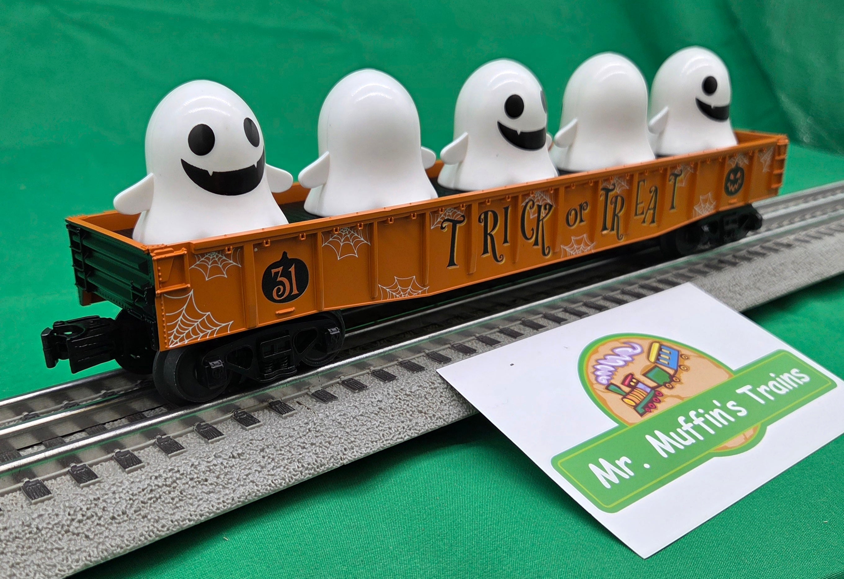 MTH 30-72267 - RailKing - Gondola Car "Halloween" #31 w/ Flickering Lighted Ghosts
