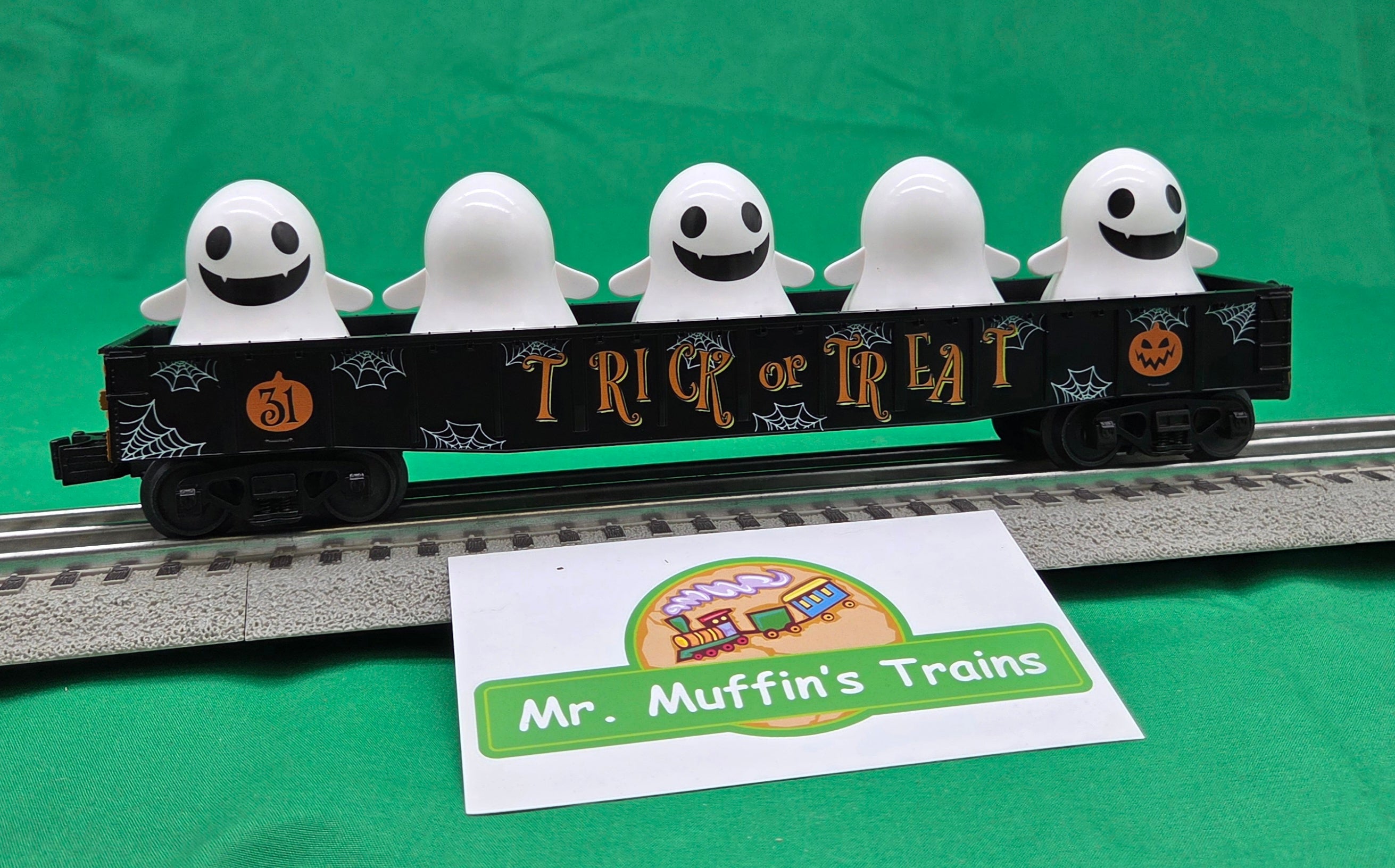 MTH 30-72268 - RailKing - Gondola Car "Halloween" #31 w/ Flickering Lighted Ghosts