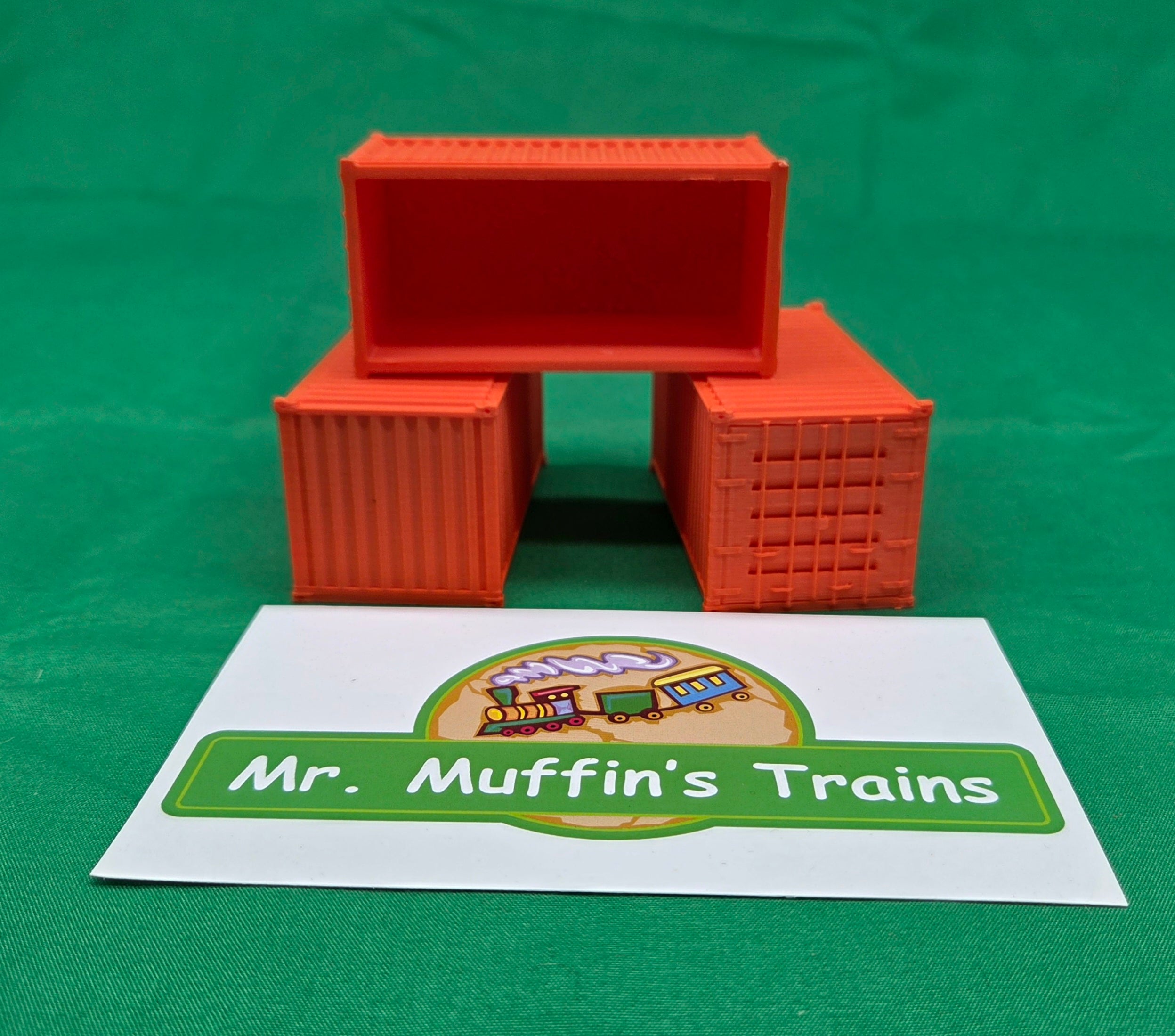 Trackside 3D #L5CO - 3D Printed Flat Load - 20' Intermodal Container - Construction Orange (3-Pack)