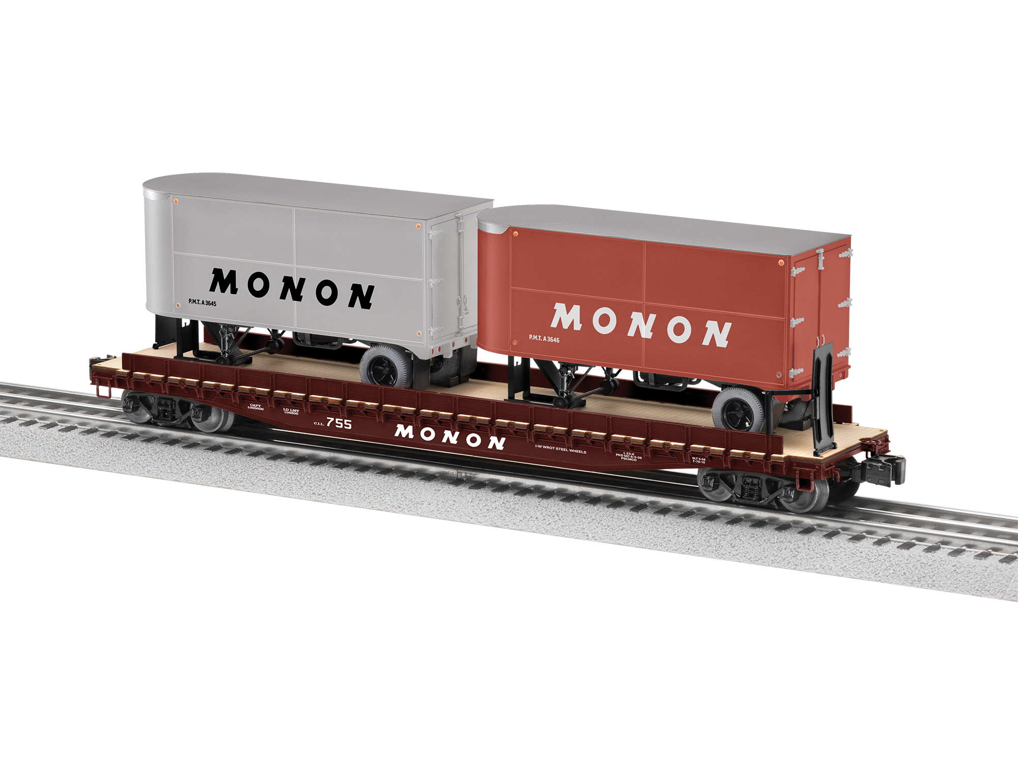 Lionel 2426850 - 50' Flatcar "Monon" w/ 20' Trailers # - Custom Run for MrMuffin'sTrains