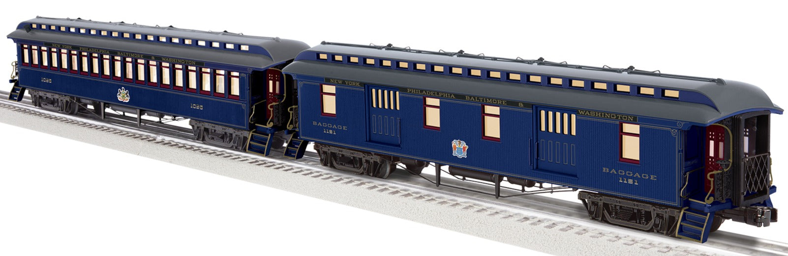 Lionel 2427550 - Royal Blue Wood Passenger Car "Baltimore & Ohio" (2-Car) Set A