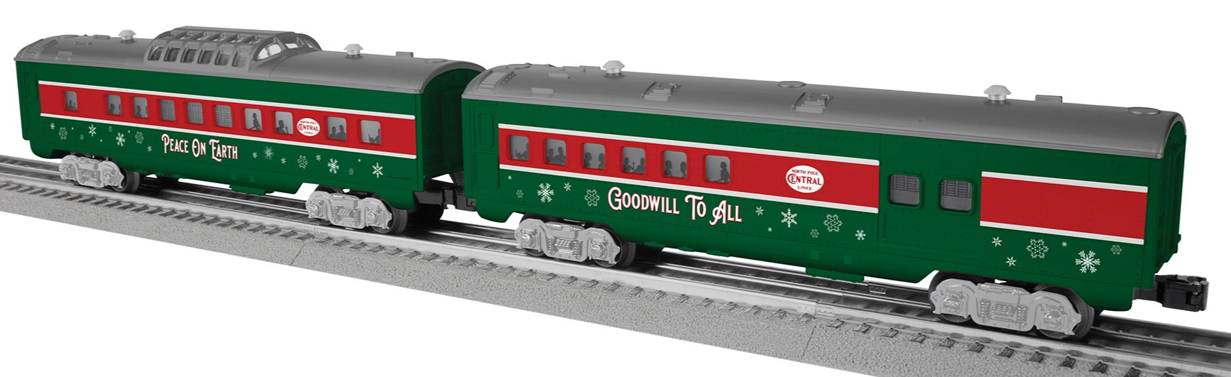 Lionel 2427980 - "North Pole Central" Sleigh Bell Limited Streamlined Passenger Car (2-Car) Add-On