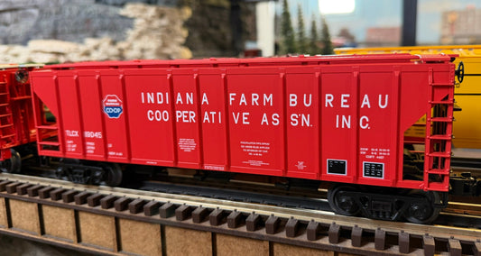 MTH 30-70166 - RailKing - Ps-2 Discharge Hopper Set "Indiana Farm Bureau" (3-Car) - Custom Run for MrMuffin'sTrains
