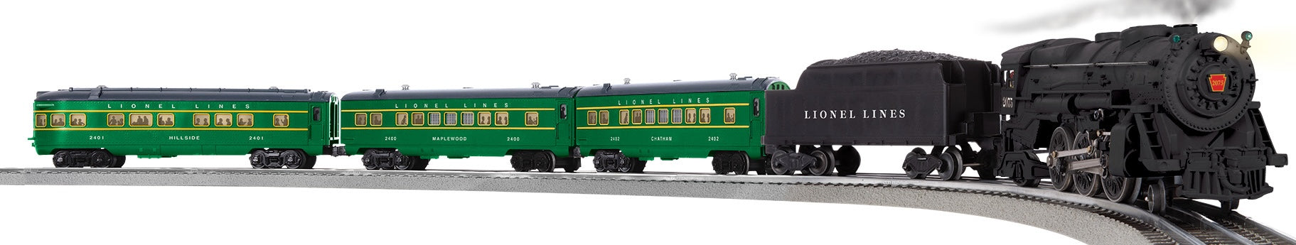 Lionel 2523070 - LionChief - 125th Anniversary Prairie 1430WS Steam Passenger Set "Lionel Lines" #2075 (w/ Bluetooth 5.0)