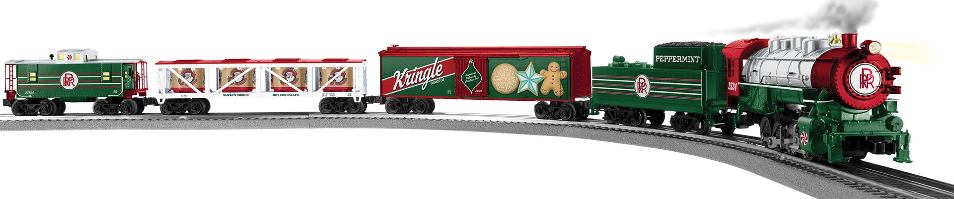 Lionel 2523120 - LionChief - Peppermint Railroad 0-8-0 Steam Christmas Freight Set w/ Bluetooth 5.0