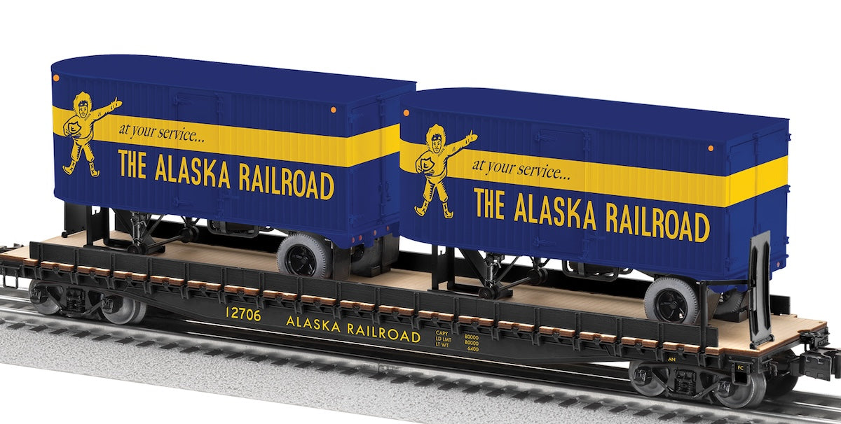 Lionel 2526390 - Flat Car "Alaska" w/ 2 Trailers #12706