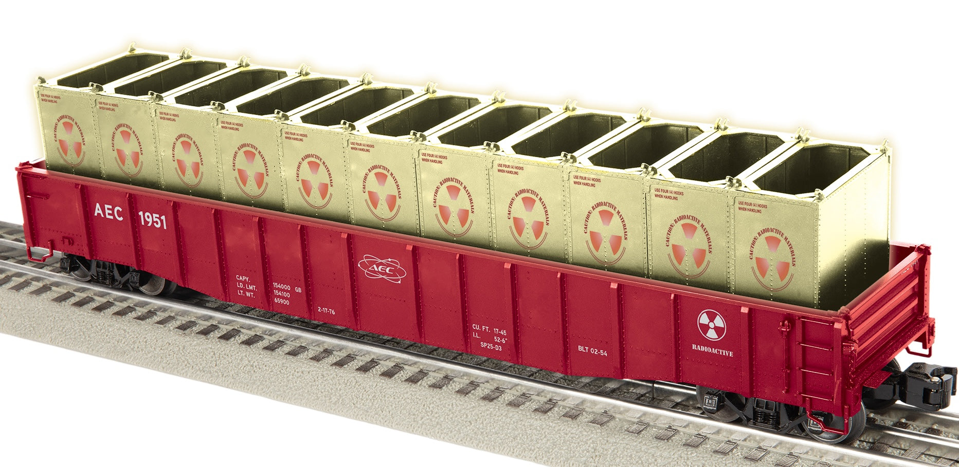 Lionel 2526570 - PS-5 Gondola Car "AEC" #1951 w/ Cannisters (Glow in the Dark)
