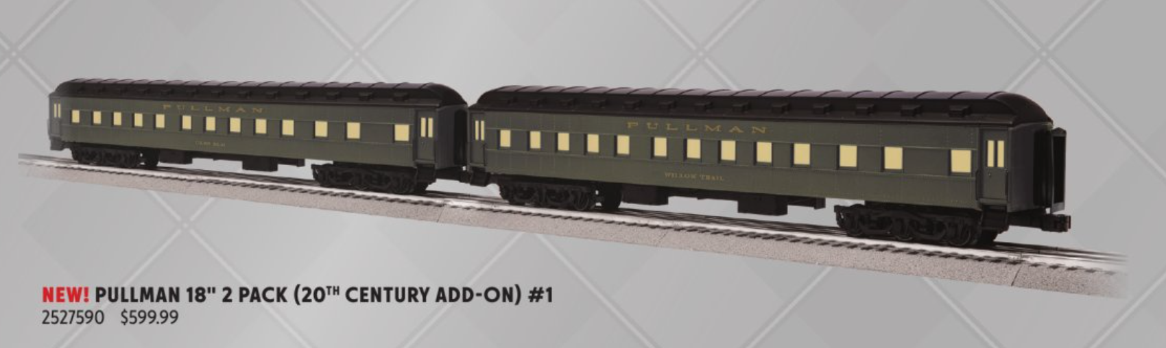 Lionel 2527590 - VisionLine - 20th Century Limited - 18" Pullman Passenger Cars "New York Central" (2-Pack) Set #1