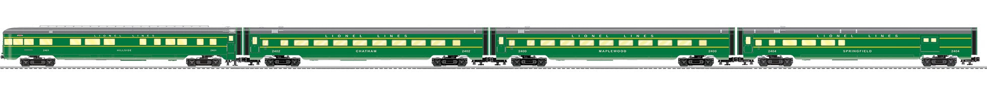 Lionel 2527630 - 125th Anniversary 21" Green Postwar Passenger Cars   (4-Pack)