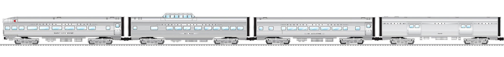 Lionel 2527700 - 15" Aluminum Passenger Car "Florida East Coast"  (4-Pack)