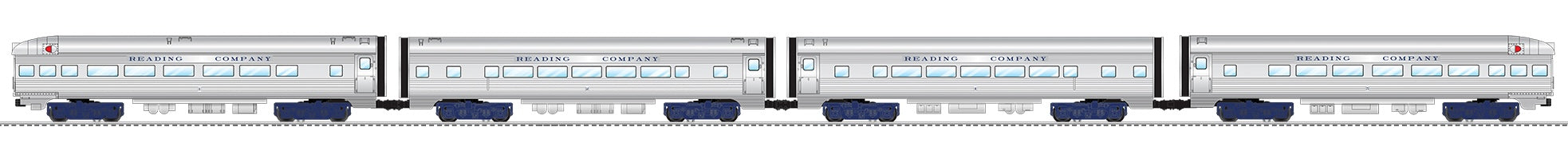 Lionel 2527720 - 15" Aluminum Passenger Car "Reading"  (4-Pack)