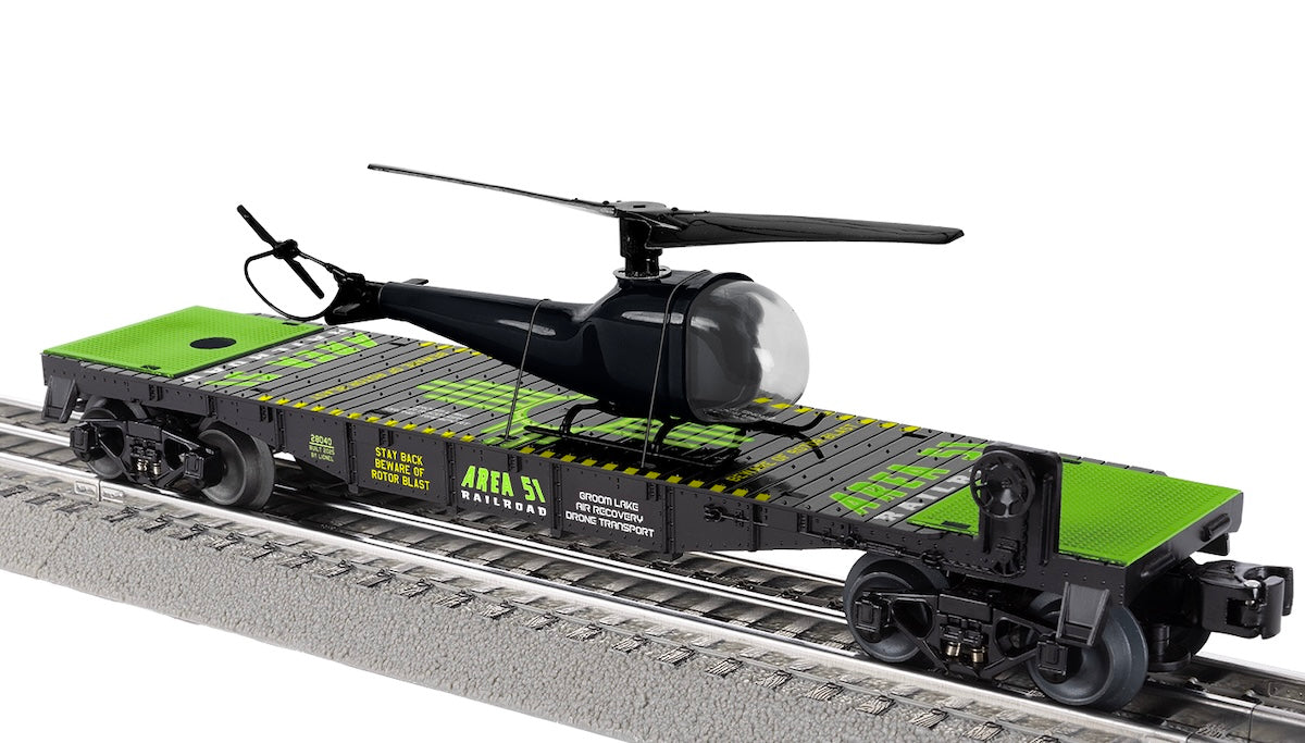 Lionel 2528040 - Flat Car "Area 51" w/ Helicopter #28040 (Add-On)