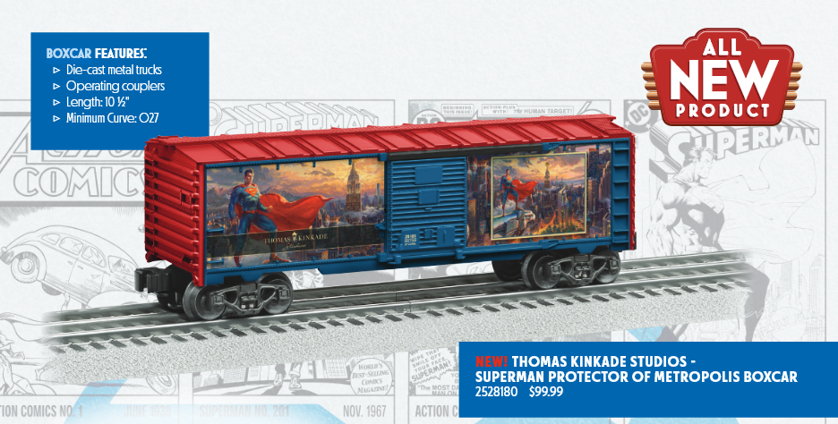 Lionel 2528180 - DC Comics / Thomas Kinkade Studios Studios Studios - Boxcar "Superman, Protector of Metropolis"