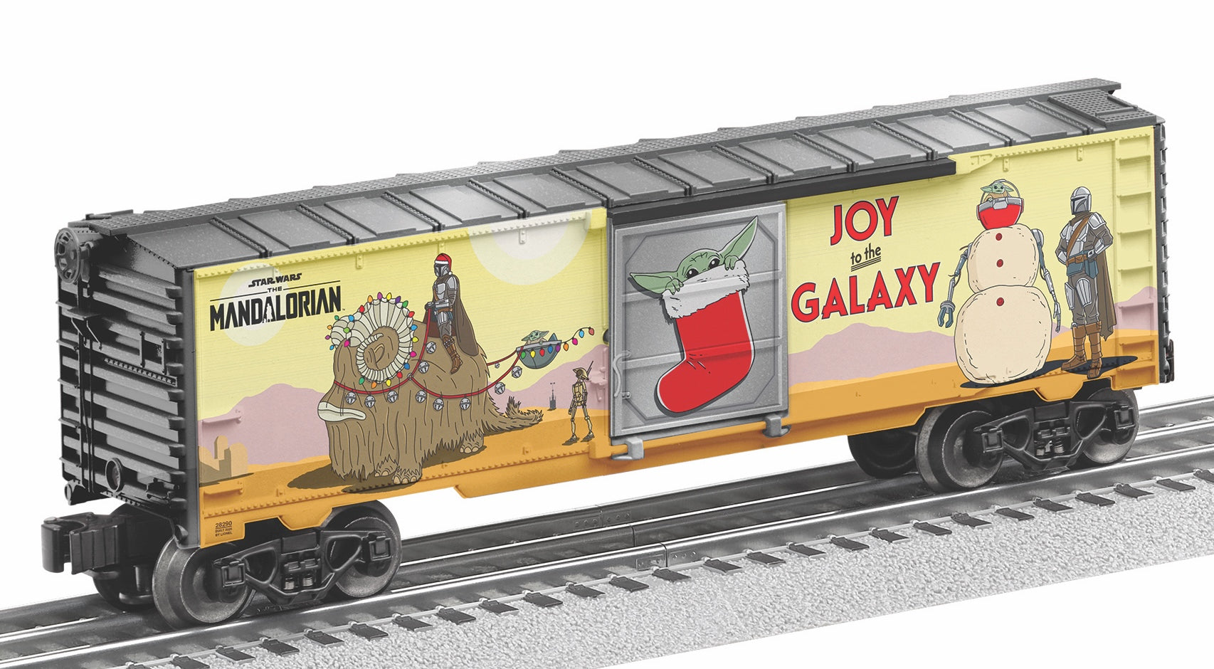 Lionel 2528290 - Star Wars - The Mandalorian - Grogu Christmas Boxcar "Joy to the Galaxy" #28290