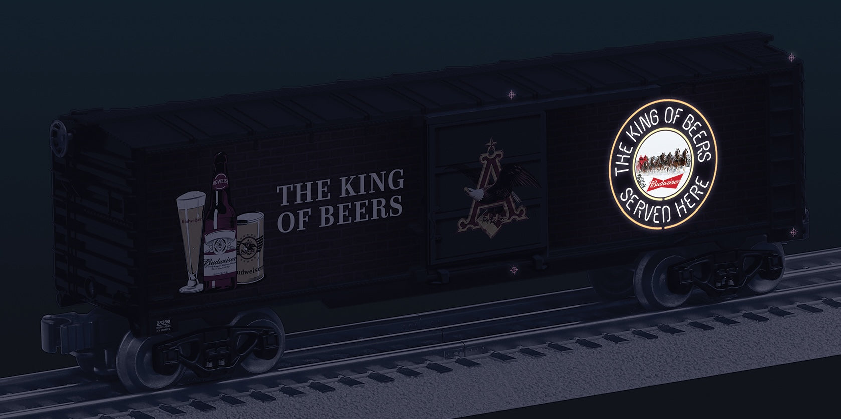 Lionel 2528360 - Anheuser-Busch - Illuminated Bar Sign Boxcar #2 "The King of Beers" #28360