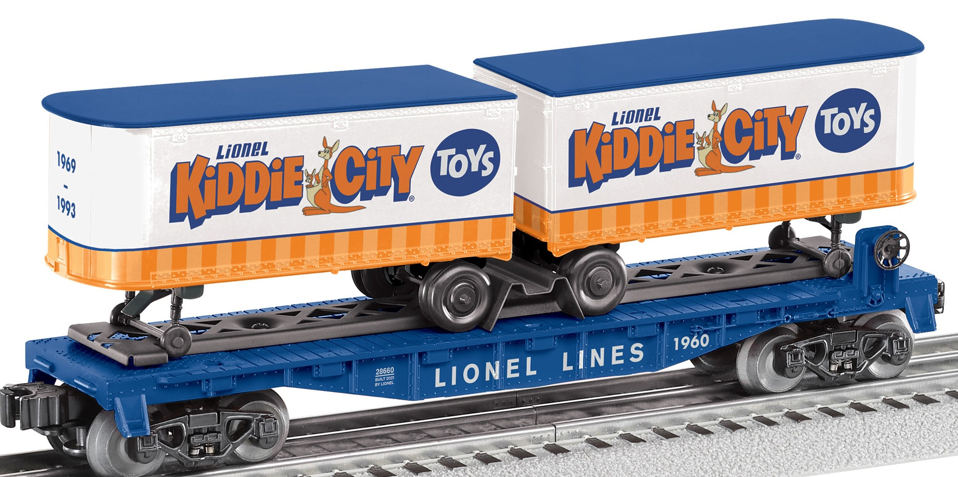 Lionel 2528660 - Flatcar  "Lionel Lines" #1960 w/ Trailers "Lionel Kiddie City Toys"